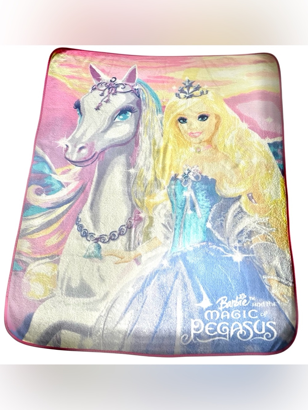 Vintage 2005 Barbie and the Magic of Pegasus fleece throw blanket